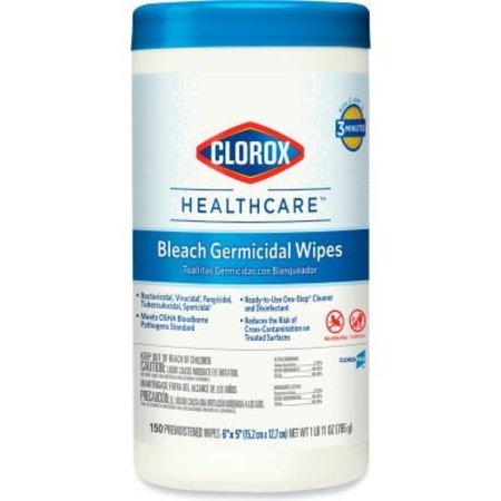 CLOROX Healthcare Bleach Germicidal Wipes, 70 Wipes/Canister 35309CT